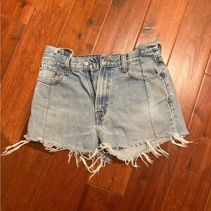 Reworked Denim Levi’s Frayed Hem Women Shorts